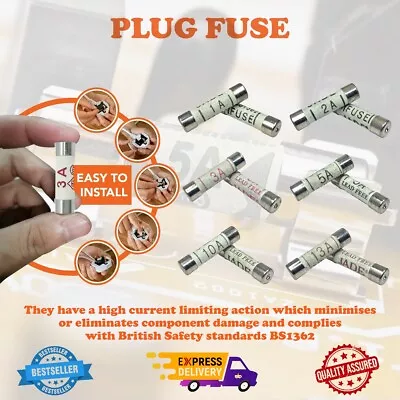 Cartridge Fuses Mixed 1 2 3 5 10 13 Amp Mains Plug Household Ceramic BS1362 • £5.49