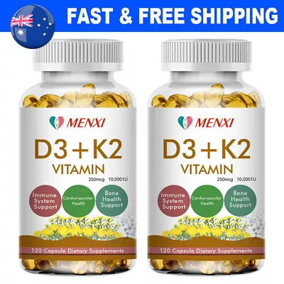 Vitamin D3+K2 (MK-7) 10000IU 250mcg - 2 X 120 Capsules - Immune Support MENXI • $40.99