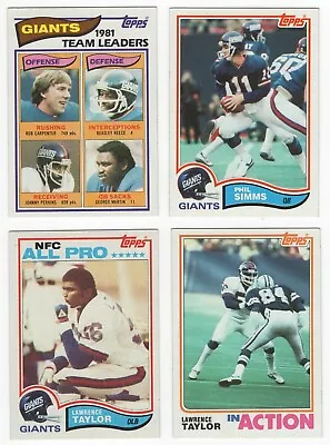 1982 Topps Football New York Giants Team Set Of 22 Cards - Lawrence Taylor RC • $34.99