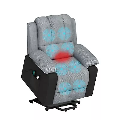 Electric Power Lift Sofa Elderly Heated Vibration Massage Recliner Chair Gray • $444.99
