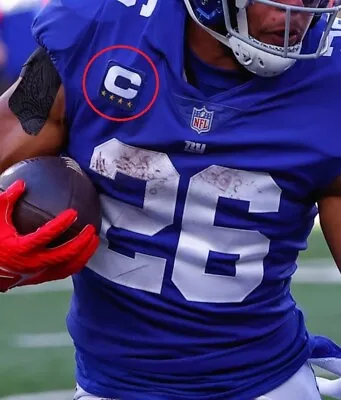 $14.99 • Buy 2022 NEW YORK GIANTS Saquon Barkley RB 4-⭐⭐⭐⭐-Star Stick-on BLUE CAPTAIN C-PATCH