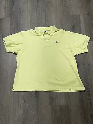 Lacoste Shirt Mens Size 2XL Yellow Short Sleeve Polo Big Croc Embroidered • $15.99