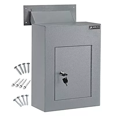 AdirOffice Through The Wall Drop Box Safe Durable Thick Steel W/Adjustable Chute • $77.76