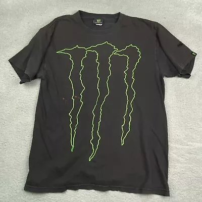 Monster Energy Shirt Men Large Black Graphic Tee Thrashed Motocross Grunge • $16.97