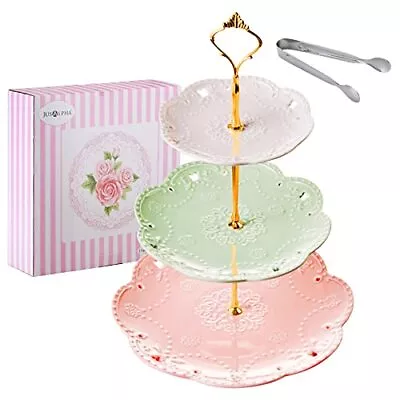 Jusalpha 3-Tier Porcelain Cake Stand-Dessert Stand-Cupcake Stand-Tea Party  • $36.89