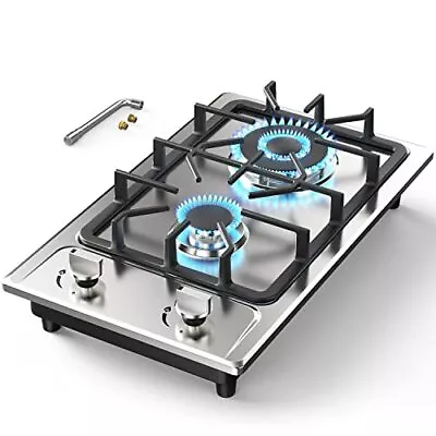 Gas Stove Gas Cooktop 2 Burners 12 InchPortable Stainless Steel Built-in Gas... • $143.62