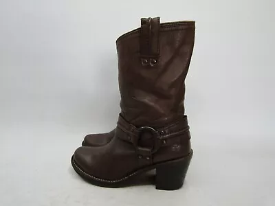 FRYE Womens Size 5.5 B Brown Leather Harness High Ankle Cowboy Boots • $79.79