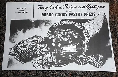 *VINTAGE* COPY Of Mirro Cookie Press Original Recipes & Instruction • $7.99