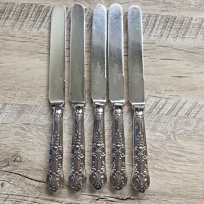 Antique Table Dinner Knives By Walker & Hall Silver Plated Kings Pat. 25cm Long • £25