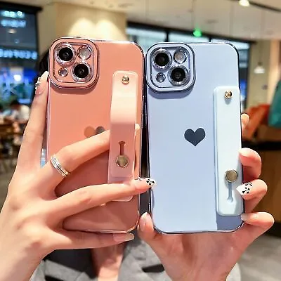 $4.99 • Buy For IPhone 14 Pro Max 13 12 11 XS XR 8 Cute Plating Love Heart Strap Case Cover