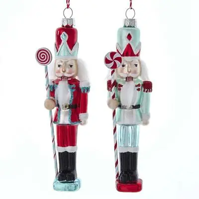 Red Aqua Nutcracker Soldier Christmas Ornament Set Of 2 • $19.99