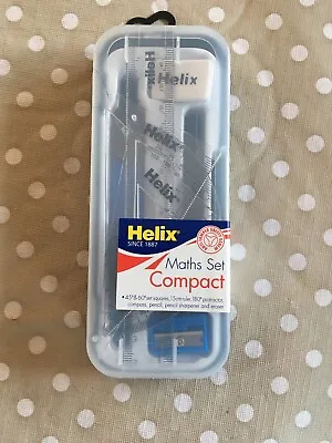 Helix Maths Set Compact Mathematics Rulers Pencil Rubber Sharpener Compass NEW • £1.50