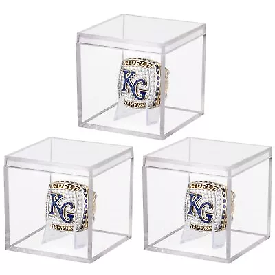 Championship Ring Display Case Clear Acrylic Display Case Mini Baseball 3 Pack • $15.97