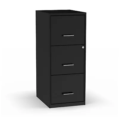 Staples 3-Drawer Vertical File Cabinet Locking Letter Black 18 D (52151) • $138.94