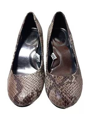 Merona Womens Heels Shoes Size 5.5 Pumps Snakeskin Textured Casual Brown  • $13.82