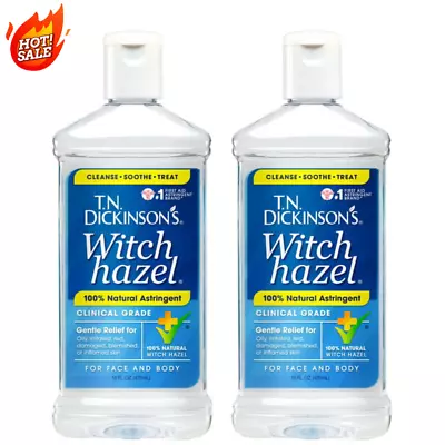 (2 Pack)TN Dickinsons Witch Hazel Astringent For Face And Body 100% Natural 16oz • $13.99