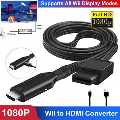 For Wii Input To HDMI Converter HD 1080P Video Audio Output Adapter For Nintendo • £7.99