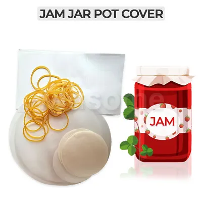 £3.49 • Buy Jam Pot Covers 1lb 2lb Jar Preserves Pack 24 Wax Discs, Plus Labels, Cover, Band