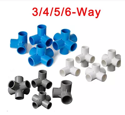 1/2  3/4  1  1.2  1.5  PVC 3/4/5/6-Way Elbow Connector Pipe Fittings Blue/White • $4.22