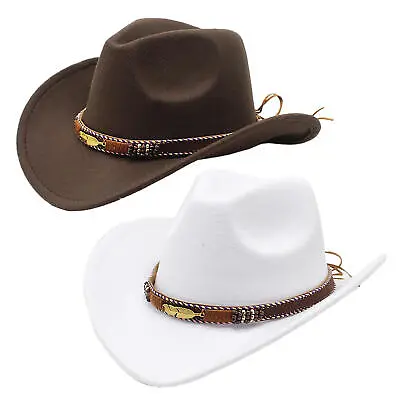 Cowboy Hat Cow Head Accessories Cowboy Hat Monochrome Felt Hat Men And Women • £11.19