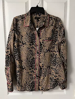 J.CREW NWT $89 Button Up Shirt Top In Linen Cotton Leopard Print Size Large • $21.99