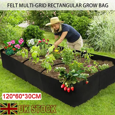 Large 8Gird Fabric Raised Bed Garden Flower Grow Bag For Vegetable Flowers Fruit • £11.99