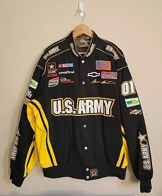 Vtg US Army 01 JH Design Nascar Racing Jacket Reversible Size L Mark Martin READ • $114.99