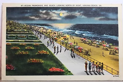 Virginia Beach VA Ocean Promenade Beach Postcard Old Vintage Card View Standard • $0.50