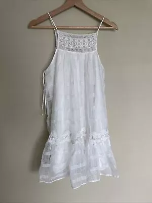 Zara Womens Lace Overlay Crochet Trim Mini Dress White Doll XXL • $24.90