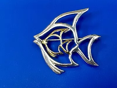 Fish Within A Goldfish Danecraft Signed Vintage Two Tone Brooch Pin • $13.50