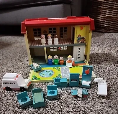 Vintage Fisher Price Little People 931 CHILDRENS HOSPITAL W/Accessories & People • $149