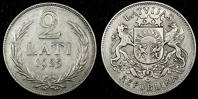 Latvia Silver 1925 2 Lati 2 Years Type 27mm KM# 8 (24 329) • $14.95