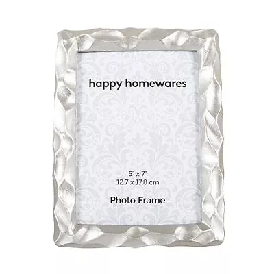 Modern Designer Metallic Silver 5x7 Resin Picture Frame With Moulded Border |... • $27.26