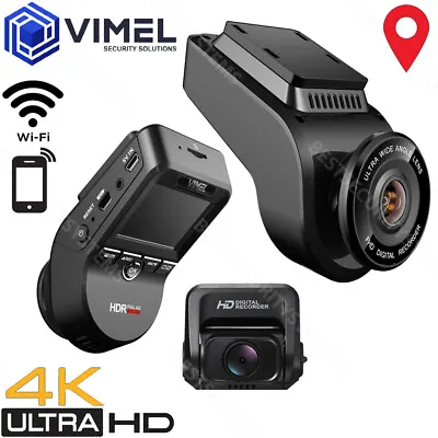 $179 • Buy Vimel Dual Dash Camera 4K GPS WIFI Wireless Car Parking Camera Super Capacitor