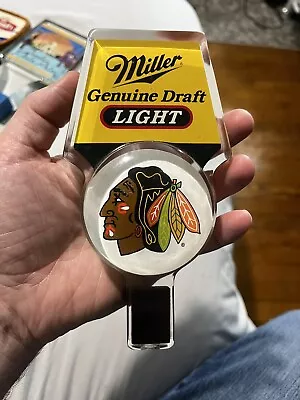 Chicago Blackhawks Miller Genuine Draft Beer Tap Man Cave Hockey Lucite 6” • $72