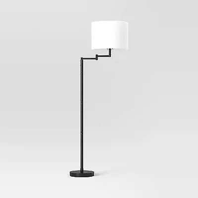 Metal Column Swing Arm Floor Lamp Black - Threshold • $24.99