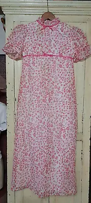 Vintage 1970's Child's Bridesmaid Dress Handmade In Pink Paper Type Fabric • £15