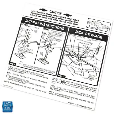 1961 Impala Bel Air Jack Instruction Decal Sedan Convertible Hardtop 3782520 EA • $37.58