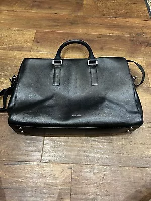 Paul Smith Black Leather Business Folio Laptop Briefcase Bag • £12.50