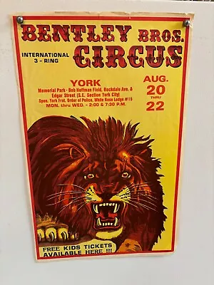 Vintage Bentley Bros. Circus Poster 14 X22  Growling Lion/york Pa • $9.77