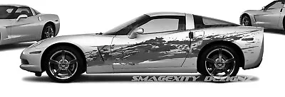 For 2005-2013 Corvette C6 Crossflags Splash Splatter Decal Stripe Graphic • $314.79