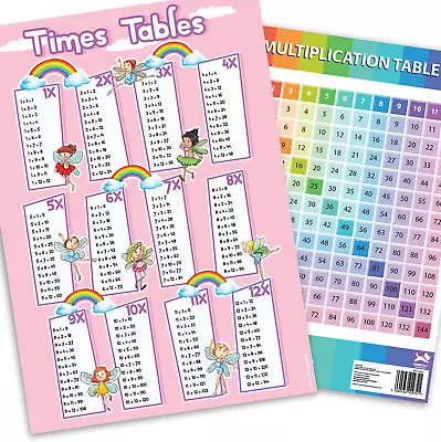 Times Table Multiplication Wall Poster A3 Chart - RAINBOW FAIRY Girls  Education • £3.95