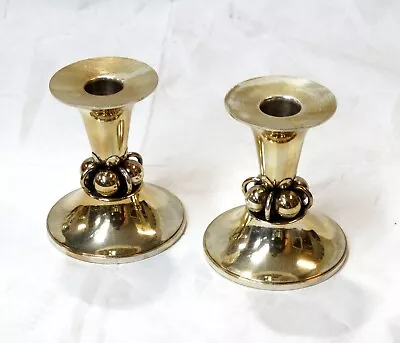 Vintage LA PAGLIA No. 116 Jensen Style Sterling Silver Gold Gilt Candlesticks • $950