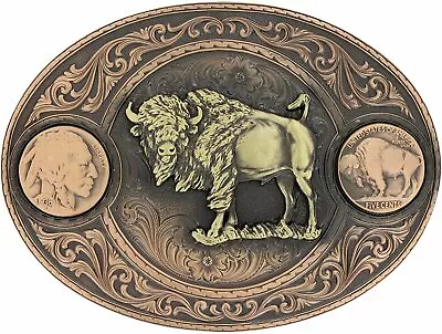 Montana Silversmiths Miners Buffalo Indian Head Nickel Belt Buckle With... • $160