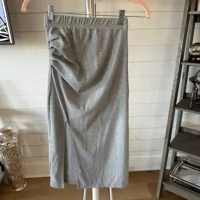 Gray Jersey Gathered Midi Slit Skirt NWT Medium • $18