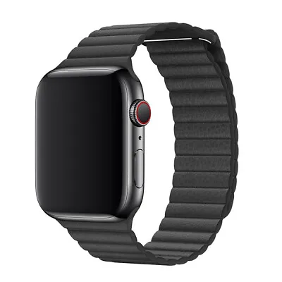 $20.99 • Buy Leather Loop Magnetic Loop Watch Band For Apple Watch Series-7 6 5 4 SE 38/45MM