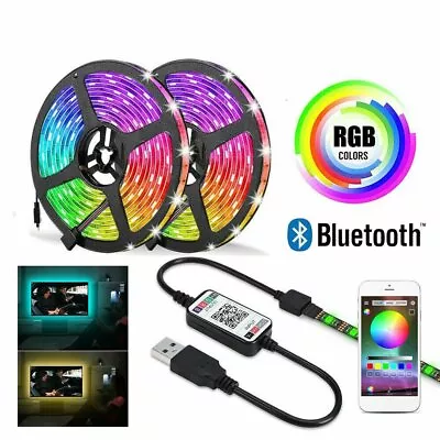 LED Strip Lights USB 12V 5V RGB SMD Bluetooth Controller 1-20M For TV Back Home • $8.99