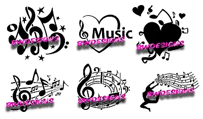 Music Notes Treble Clef Quaver Dance - Fake Tattoo Stencil Mylar Reusable • £5