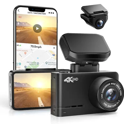 WOLFBOX D07 Front And Rear Dash Cam 4K Dash Cam With WiFi&GPS Mini Dash Camera • $184.94
