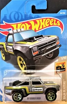 Hot Wheels 2019 '87 Dodge D100 Grey #64 Baja Blazers 1/10 New Long Card • $8.95